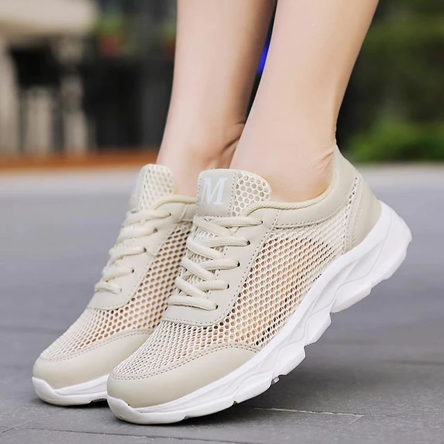 tilbagebetaling Til Ni Lydighed Summer Breathable Sneakers Women Mesh Women's Sport Shoes Light Weight  Women's Shoes T New 2019 Beige Running Shoes Sports B-332 - Running Shoes -  AliExpress