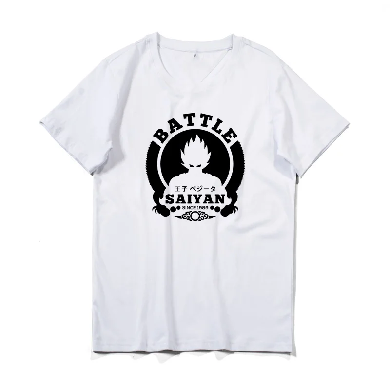 

Dragon Ball Men's Cotton T-shirt Saiyan Battle Short Sleeve Casual Brand O-neck elastic breathable Men Clothing