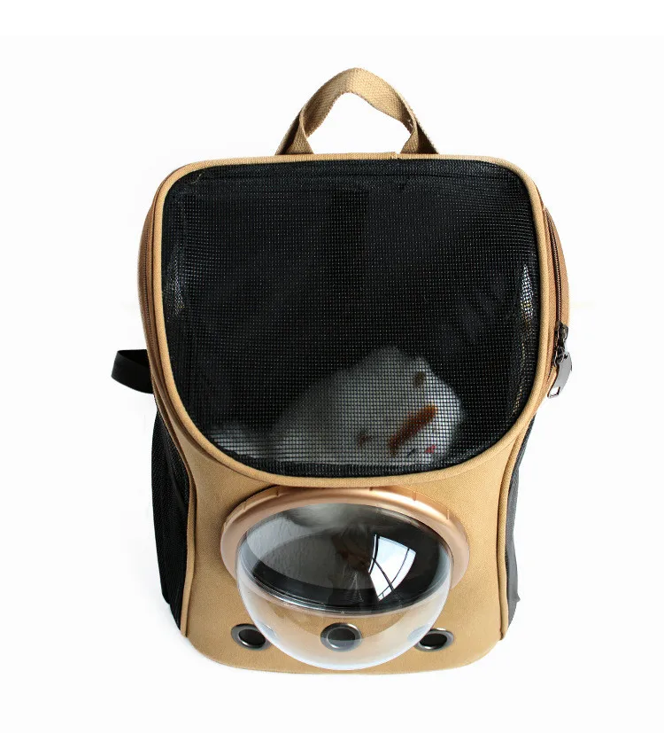 Hot Sale Breathable Cats Carriers Small Dog Outdoor Portable Backpacks Canvas Bag with Transparent Cover Droppshipping (7)