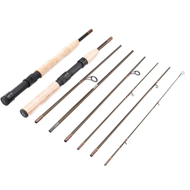 

2 in 1 Rod Handle Convertible Handle Carbon Fiber Fly Fishing Rod Super Lightweight Spinning Fishing Rod 7 Sections Fishing Pole
