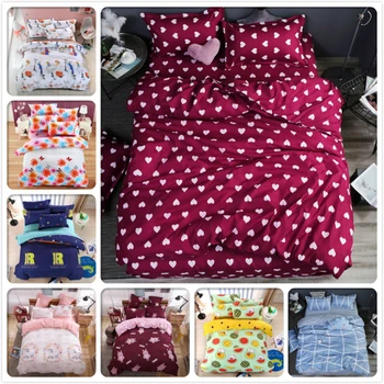 

Loving Heart Boy Girl Kids 3/4 pcs Bedding Set 1.2m 1.5m 1.8m 2.0m 2.2m Flat Sheet Bed Linens Queen Double Duvet Cover Bedlinens