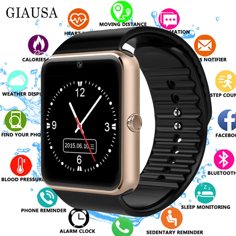 

New 2019 Smart Watch Clock Sync Notifier Support SIM TF Card Connectivity Apple Iphone Android Phone Women Men Smartwatch GT08