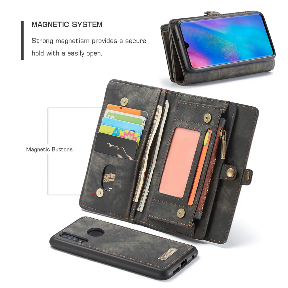 Износостойкие Для huawei P30 Lite мобильный набор для кошелька TPU+ PC Съемная слот Кредитные карты