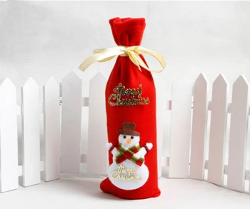 

Free Shipping+Wholesale Red Wine Bottle Cover Bags Decoration Home Party Santa Claus Christmas,150pcs/lot