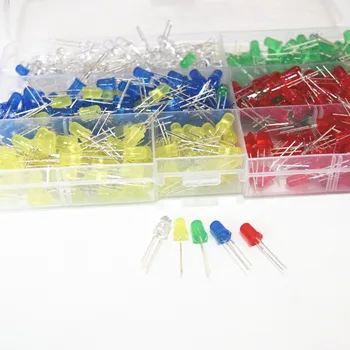 

500Pcs/lot 5MM LED Diode Kit Mixed Color Red Green Yellow Blue White 5value*100pcs
