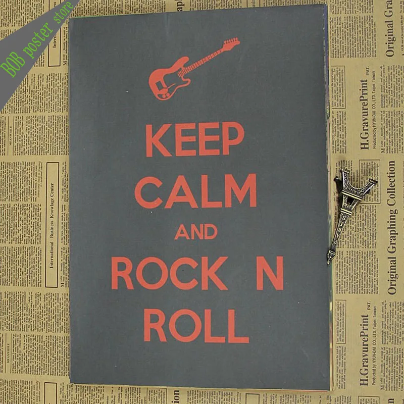 

Keep calm and rock and roll Vintage Poster Kraft retro rock poster Bar Cafe home decor retro poster music poster wallpaper