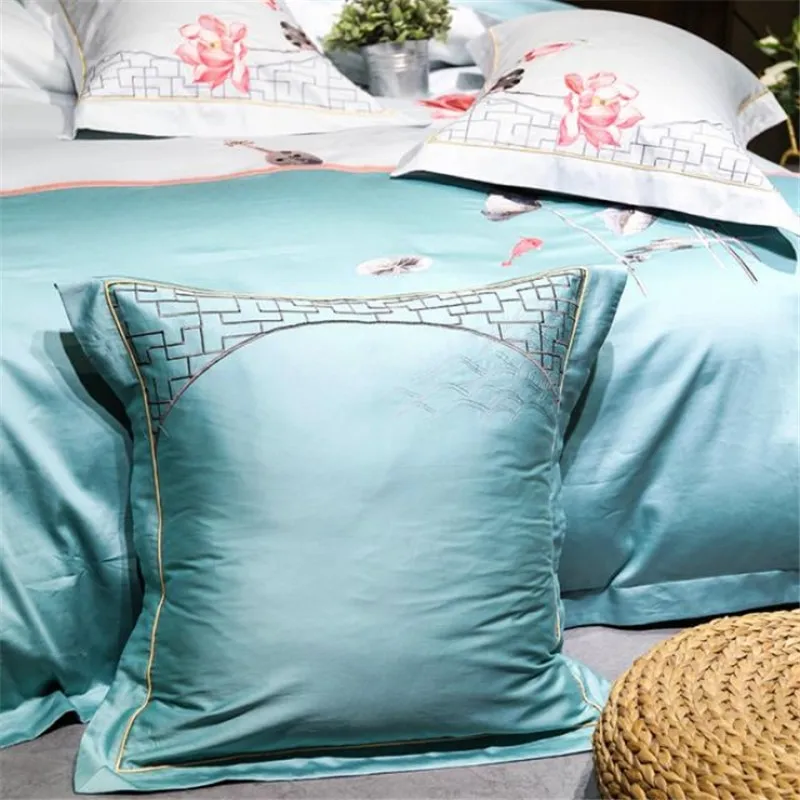 Waliicorners 60S Egypt Cotton Luxury 4/7pcs Bedding set Queen/King Size Embroidery style Bed set Duvet cover Bed linen Pillowcases 27 3e