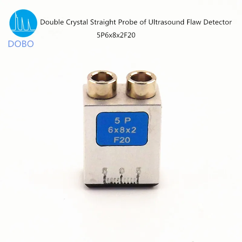 

Double crystal straight probe of ultrasonic flaw detector, 5P6x8x2F20 focused longitudinal wave transducer. (customized)