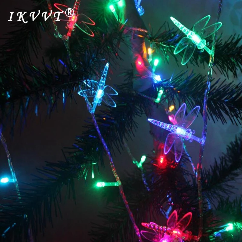 

IKVVT 220V 50m400LEDS/100m600LEDS Waterproof dragonfly LED light string Wedding Christmas New Year Party Decoration