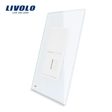 Livolo США/AU стандартная компьютерная розетка с белым жемчужным хрустальным стеклом, VL-C591C-11