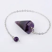 Классический большой размер, для мужчин и женщин, натуральный камень, целебные ювелирные изделия, Пирамида рейки, шестиугольный маятник, цепочка, подвеска, амулет для чакр