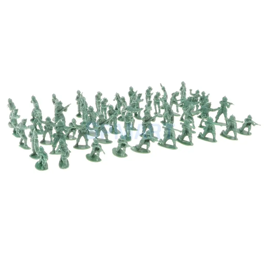 

100 Pieces 2cm Realistically Battlefield Plastic Toy Soldier Figures Army Base Model Army Men Accessories Kids Toys-Army Green