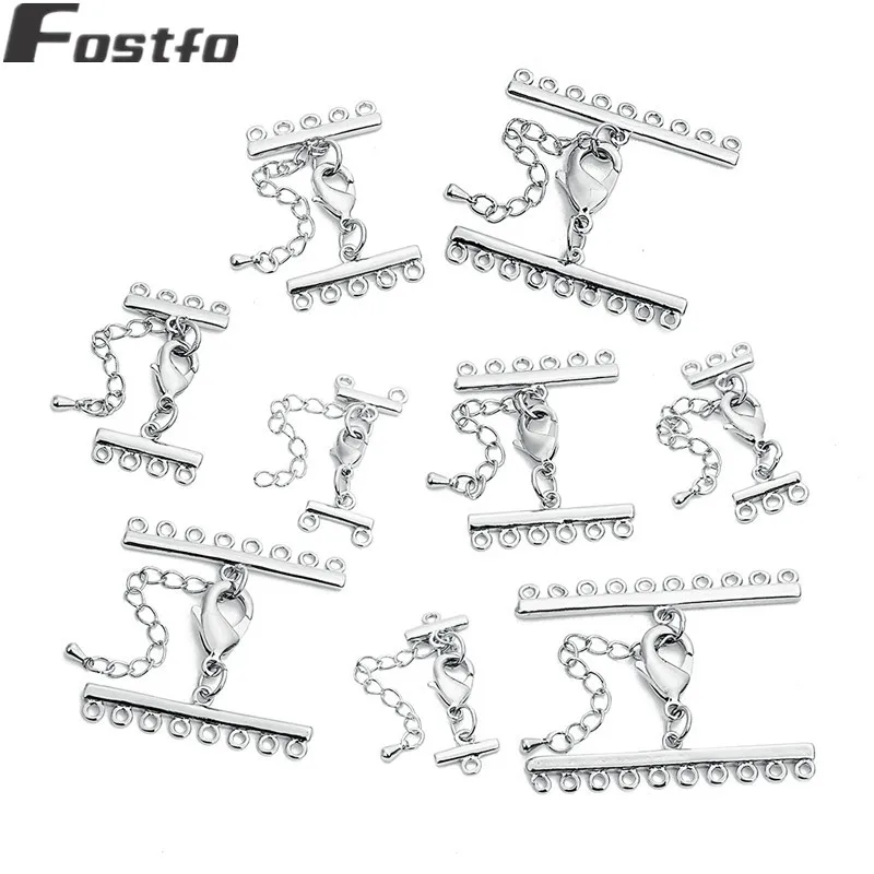 

Fostfo 2sets/lot 1/2/3/4/5/6/8/9/10 Rows End Fastener Clasps Lobster Clasps For Bracelets Necklace Connectors DIY Jewelry Making