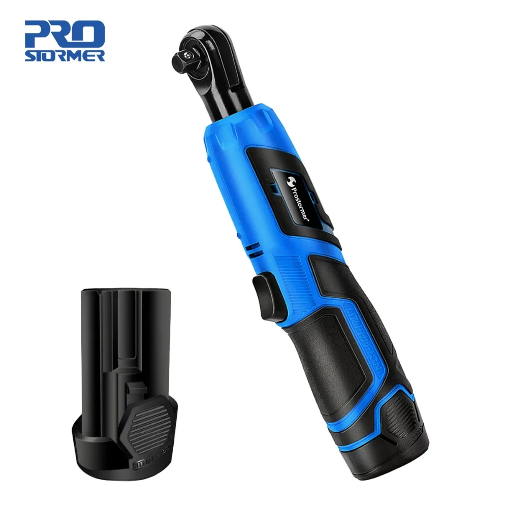 Prostormer 12v Lithium battery Rechargeable Electric Wrench Portable ratchet wrench 90 degree Power Tool wrench Quick Charger