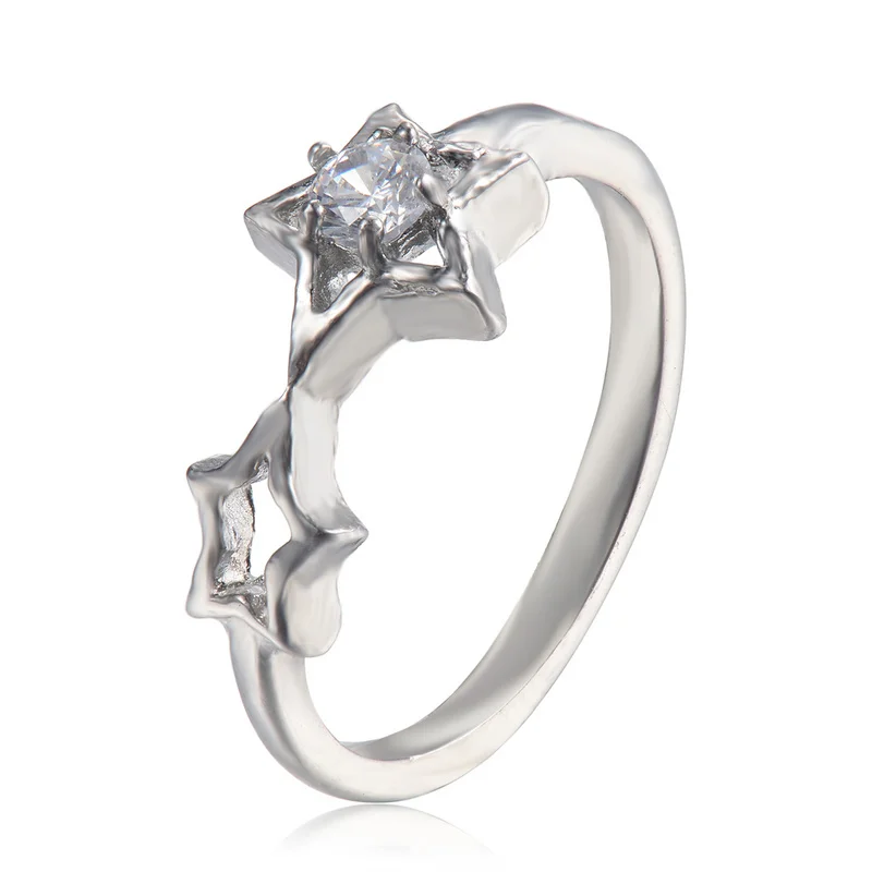 

6MM Zirconia Ring Stainless Steel high Brightly Crystal Ring For Women,Wedding Ring Jewelry For Women