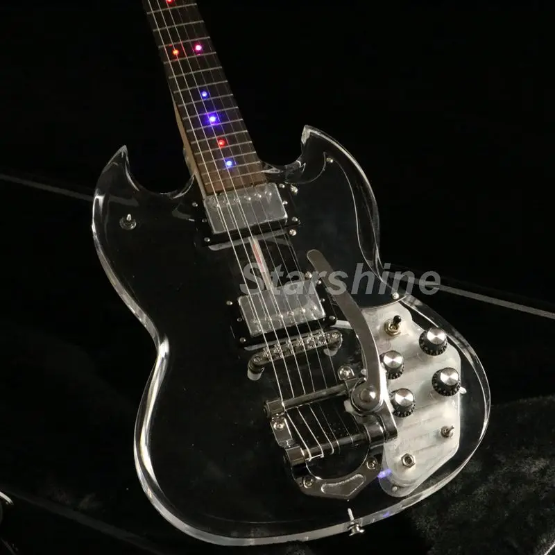 SG LED Colorful Light Electric Guitar X3 3 Color Acrylic Body Frets