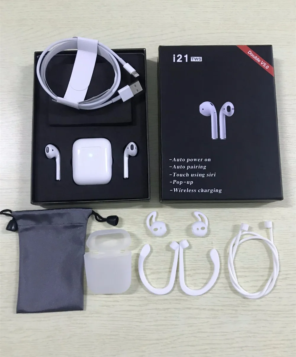 

Support wireless charge! i21 TWS 1:1 size AP2 pop function Bluetooth Earphone for Iphone Android PK w1 chip PK i10 i15 i20 tws