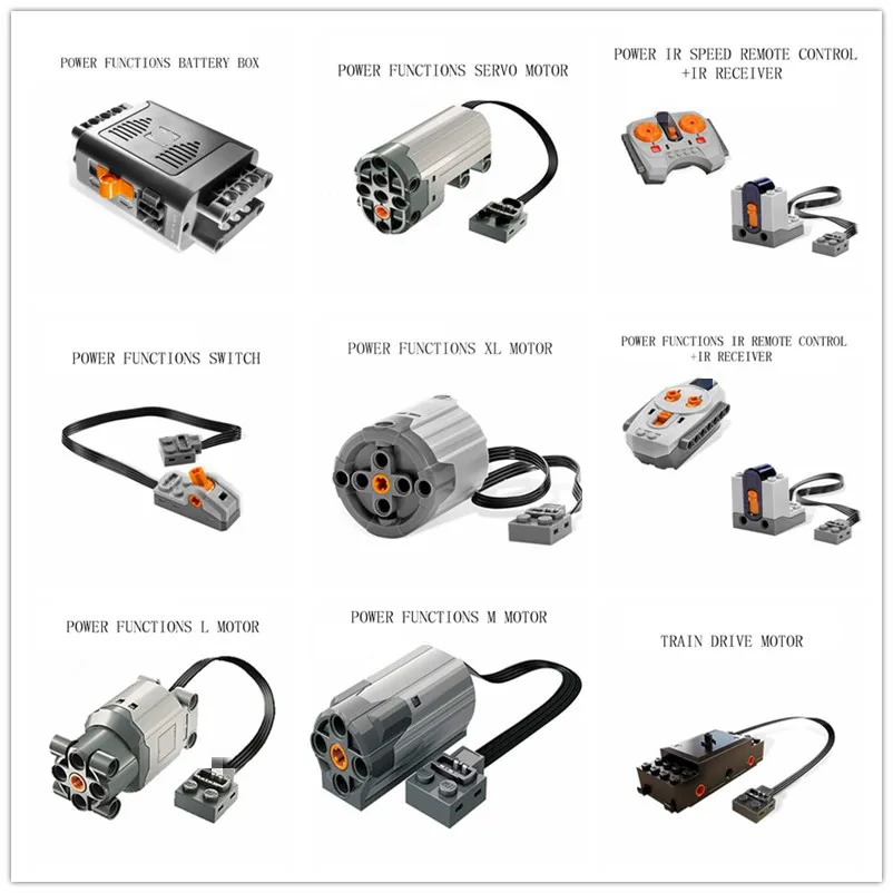 Technic Mechanical Series Power Functions Servo Motor Battery Box IR Remote Receiver LED Light Building Block Brick Gifts 20004