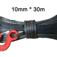 Серый 10 мм* 30 м синтетический трос лебедки с крюком, синтетический трос, лебёдочный трос Spectra, буксировочный трос