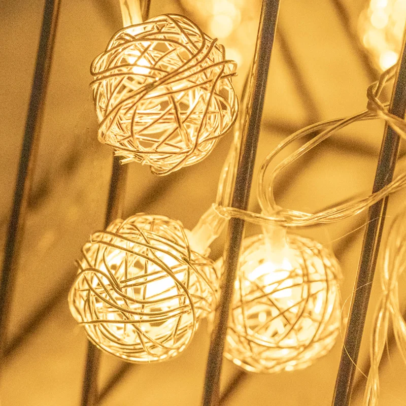 5m LED Fairy String Lights Golden Rattan Ball Light USB / battery