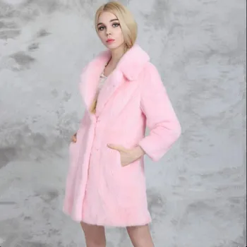 

Women's Fur Coat Winter Warm Thick Faux Fur Long Coat Flurry Overcoat Outerwear Lady Vintage Imitation Mink Pink Plus Size