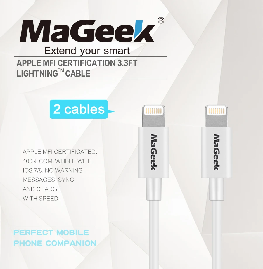 MaGeek [2 قطع] 1 متر/3.3ft الهاتف المحمول الكابلات MFi معتمد البرق إلى كابل يو اس بي ل فون Xs ماكس X 8 7 6 باد البسيطة iOS 10 11 12