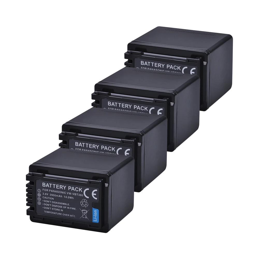 Tectra Vw-Vbt380 Vw Vbt380 4 Pcs 3900 Mah Batterie Per Foto/Videocamera Per Panasonic Hc-V180Gk Hc-V380Gk Hc-W580Gk Hc-V380 Hc-W580Mgk Hc-Wx970Gk