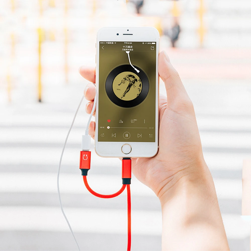 2 IN1 for Lightning Headphone Jack Audio Splitter with USB iPhone Charger Cable Support Music Charging for iPhone X 8 7 6 iPad