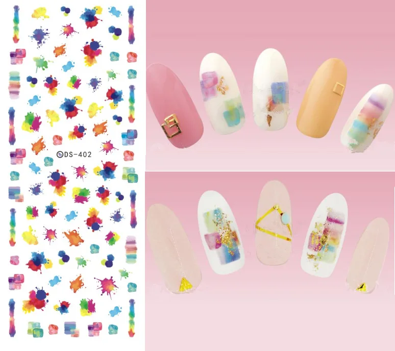 

1 Sheet Watercolor Colorful Line Water Transfer Water Decals Nail Sticker for Plastic Nails Art Wraps Accessory 3D DIY Manicure