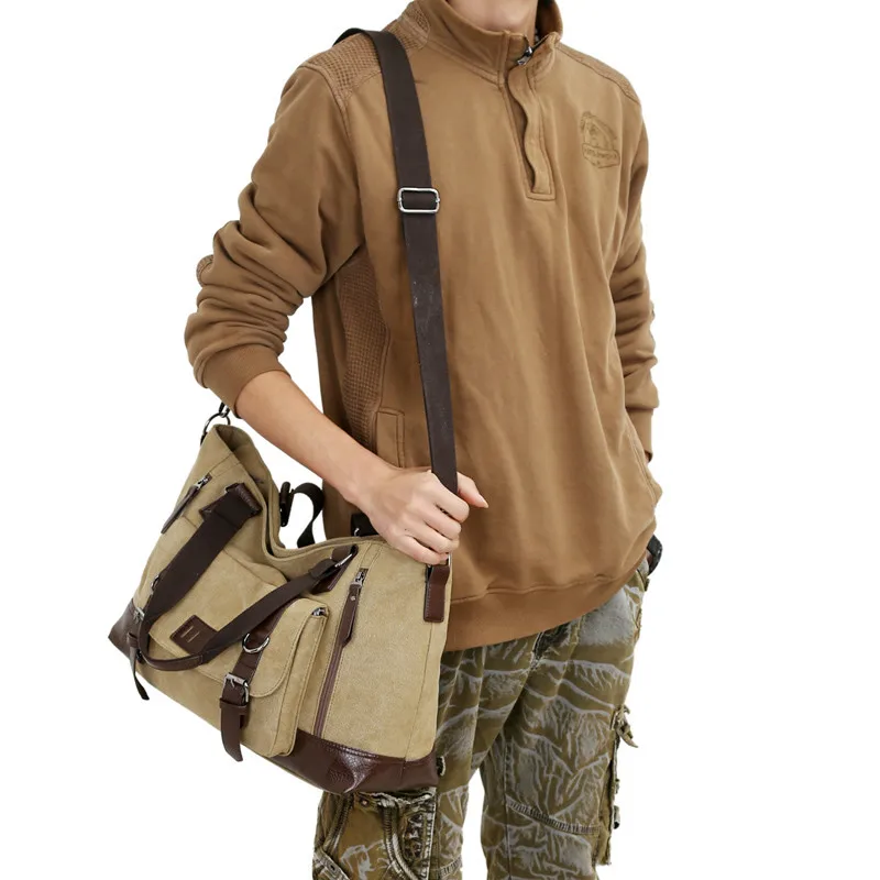 

New Men Vintage Canvas Travel Shoulder Bags Lagre Capacity Messenger Bag Men Duffel Bags Travel Tote Large Weekend Bag Overnight