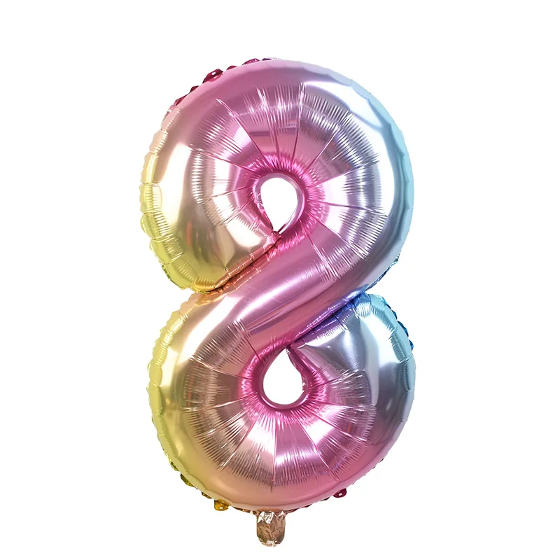 1 шт. 32 дюйма переливчатая радуга цвет номер фольга Воздушные шары на день рождения вечерние декор воздушный шар в форме цифры номер воздушный шар Globos - Цвет: number 8