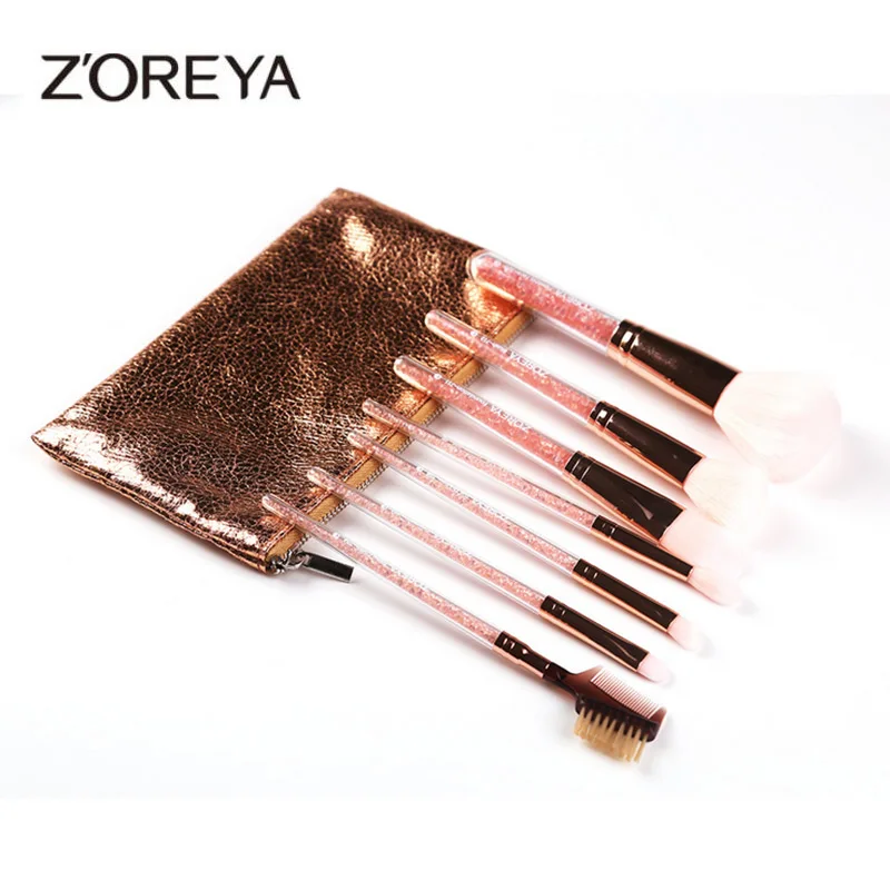 

ZOREYA 7Pcs Crystal Handle Makeup Brush Set Eyeshadow Powder Foundation Blending Contour Brush Glitter Makeup Brushes Tools