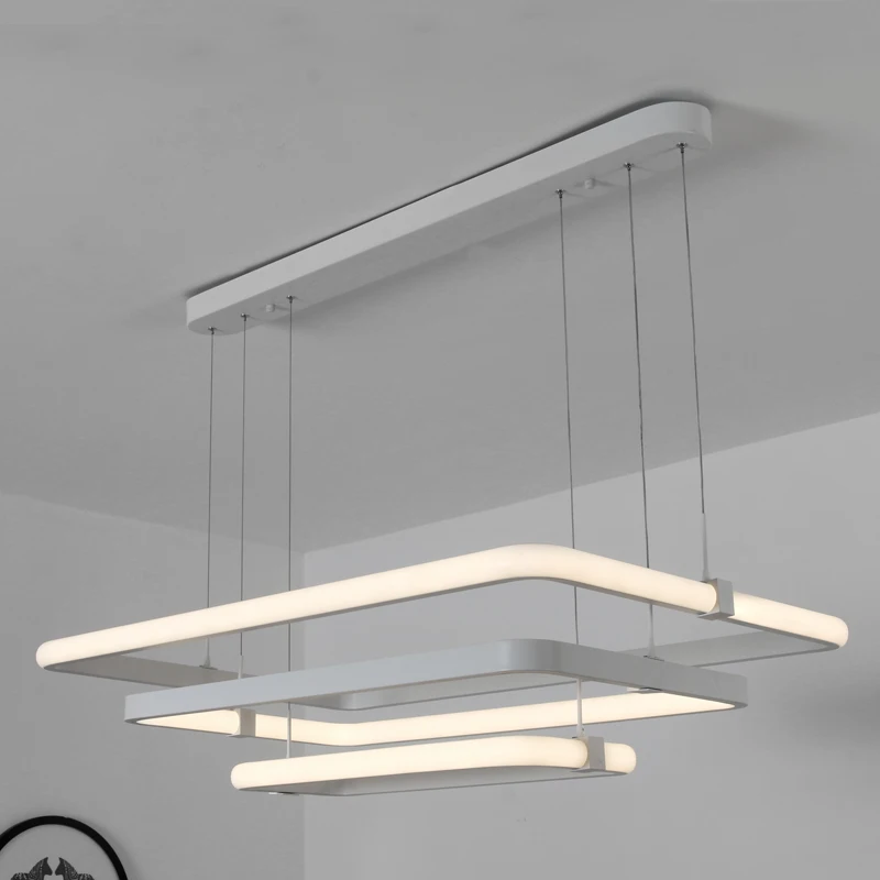

LODOOO modern led rectangle pendant lights for dining living Kitchen room White Aluminum Pendant lamp lamparas modernas Fixtures