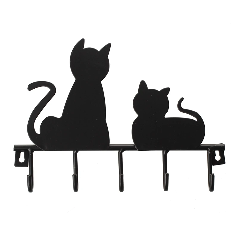Промо-акция! Модный дизайн черного кота, металлические железные настенные крючки для одежды в деревенском стиле, подвесные декоративные настенные крючки
