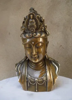 

Chinese Buddhism Brass Copper Kwan-yin Guanyin Sakyamuni Buddha Head Statue