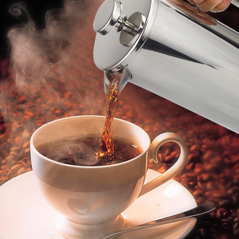 Coffee Maker French Press Stainless Steel Espresso Coffee Machine Double-Wall Insulated Tea Maker Pot 1000ml Coffee Maker French Press Coffee Press Coffee Press