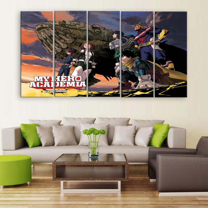 

5 Pieces Canvas Printed Animation Poster My Hero Academia Wall Art Painting Pictures Home Decor For Living Room Modern Artwork