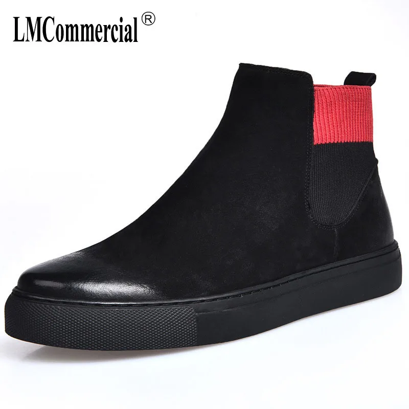 

New new autumn winter British retro Martins boots men's high-top shoes men real leathervelvet warm British boots male casual