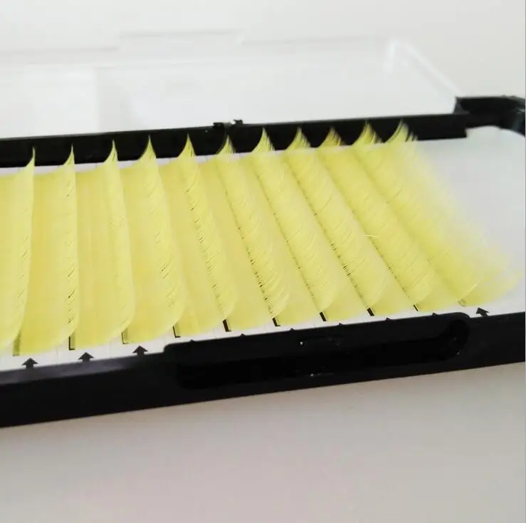 HBZGTLAD C curl 8-13 мм желтый цвет шелковые ресницы ручной работы синтетическое цветное индивидуальное наращивание ресниц