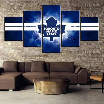 

5 Panel Canvas Art Ice Hockey Leaves Sport Logo Cuadros Decoracion Paintings on Canvas Wall Art for Home Decorations Wall Decor
