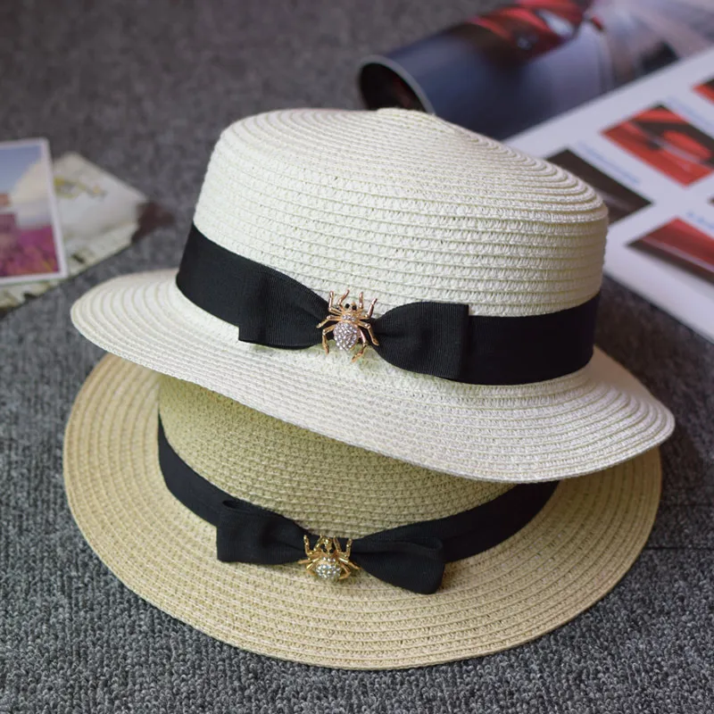 

Cllikko New sun hat for women British style cap Outdoor summer hats Spider Crystal Accessory
