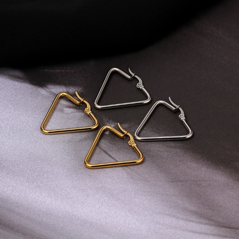 

New ins Europe and America style titanium steel material creative triangle ear ring style temperament earrings earrings
