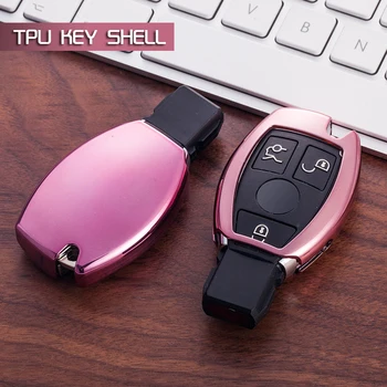 

Pink Protective TPU key Case Shell Cover for Mercedes A B C E G GL ML Class