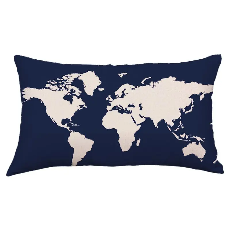

KKWL Nordic Rectangle Printed Decorative Throw Pillow Case World Map Printing Linen Pillow Case Decorative Cushion Pillow Cover