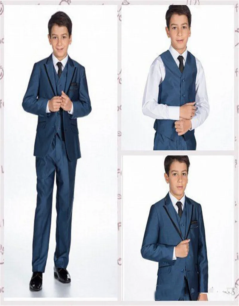 Синий мальчика Торжественная одежда Для Свадьбы Мальчика Костюмы Смокинги На Заказ Мальчиков Костюмы