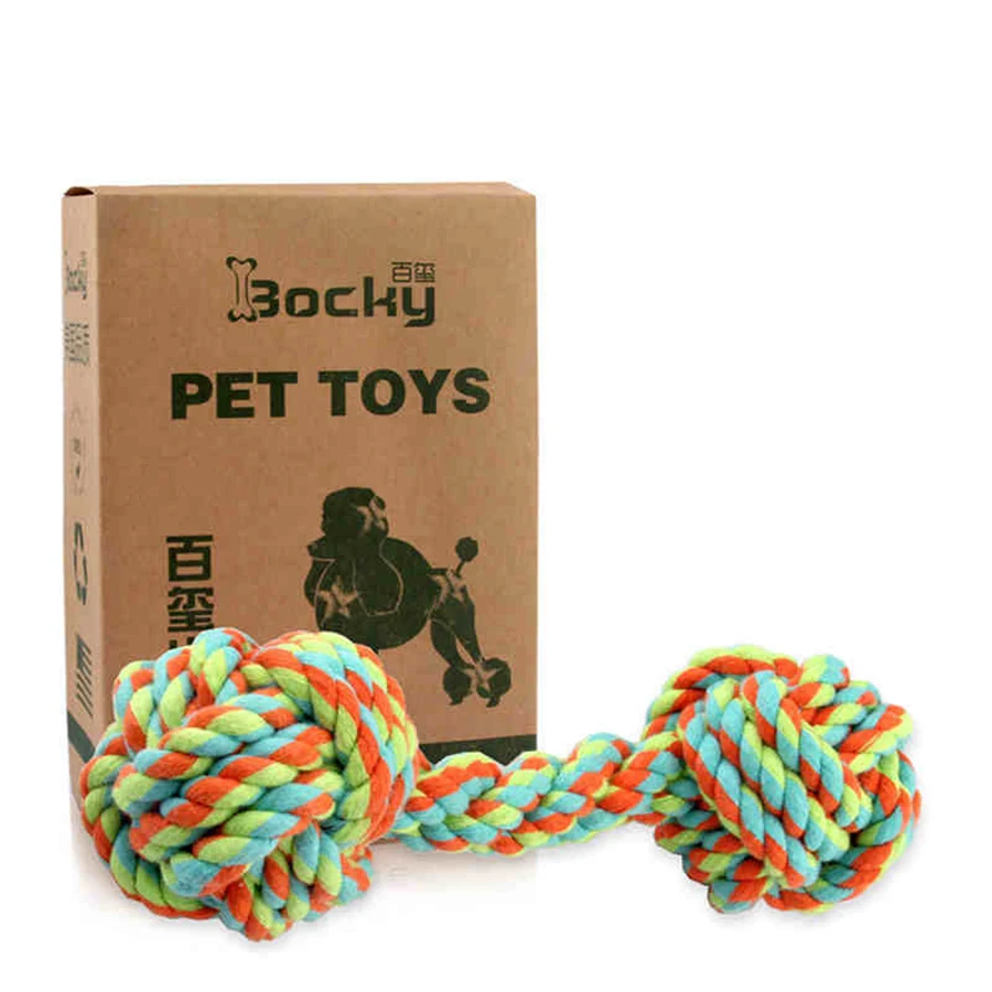Bone Dog Pet Toy Dumbbell Cotton Rope Double Strong Dog Toys Chew