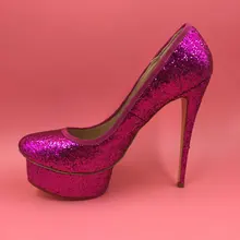2016 lila Real Women Pumpen Glitter Schuhe Pailletten Schuhe Slip auf Damen Party Schuhe Sexy Zapatos Mujer Nach Maß Größe günstige