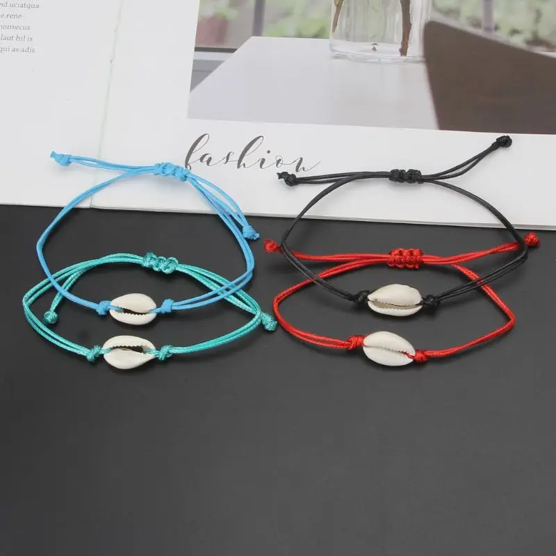 

Wish Card Gift Nature Shell Red String Cord Bracelet Handmade Friendship Jewelry