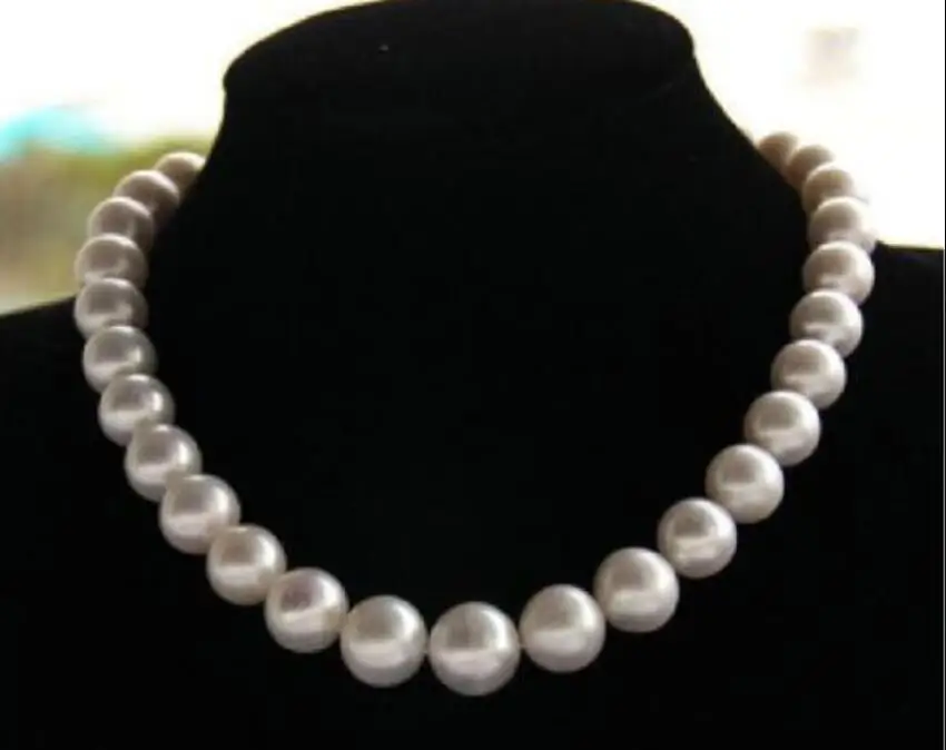 

gorgeous 10-11mm south sea round white pearl necklace 18inch 14k