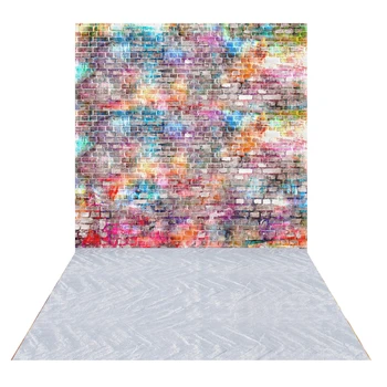 

HUAYI Brick wall with wood floor backdrop photography background photo baby shower newborn party banner photobooth Xt-6403